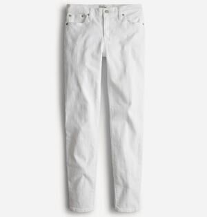 J.Crew 8" Toothpick Jean White Skinny Stretch Classic Denim Womens US 24 NWT